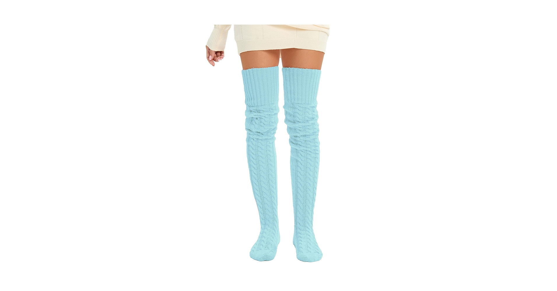 SherryDC Women's Cable Knit Thigh High Socks Leg Warmers